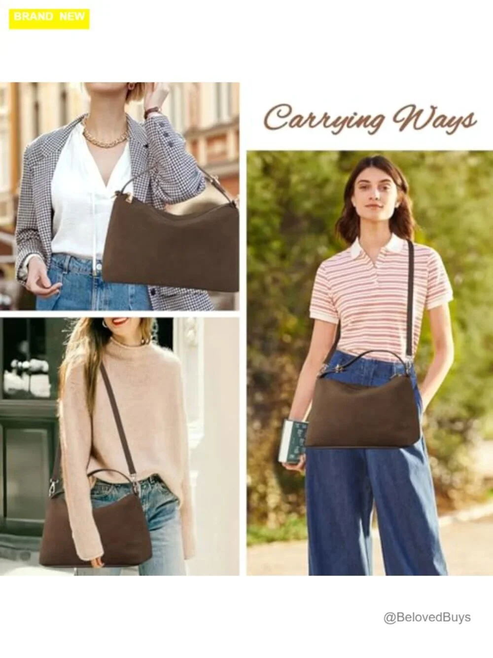 Leather Suede Tote Bag Crossbody Shoulder Hobo Satchel Handbag
